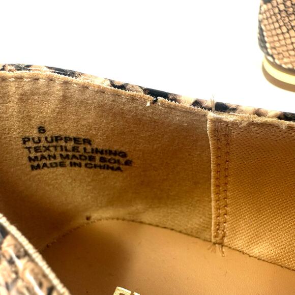 Express Size 8 Flats Brown Snakeskin Pointed Toe Dress Formal Workwear Business - Picture 5 of 7